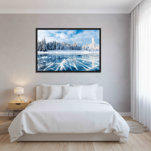 Printed Canvas: Winter Forest View Tempered Glass Art Landscape,<b>BLACK</b> <b>FRAMED</b> CANVAS - Product Image 3
