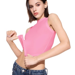 Sleeveless V-neck Casual Regular Fit Knitted Cotton Spandex Tank <b>Top</b> Breathable Quick Dry Eco-Friendly Women's Summer 2024 - Product Image 2