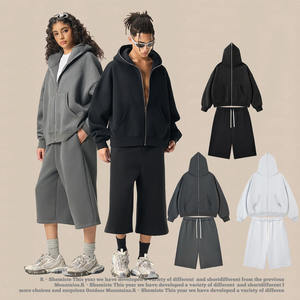 उच्च गुणवत्ता वाले बॉक्सी कस्टम लोगो कपास हेवीवेट हिप-हॉप ओवरसाइज पुरुष ज़िप अप हुडी स्ट्रीट स्वेटशर्ट - Product Image 2