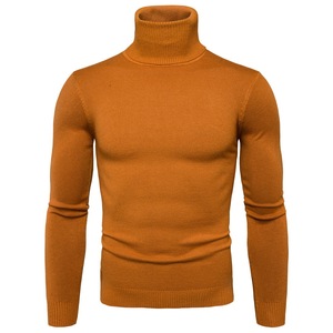 Nouveau printemps automne hommes mode tricot <span class=keywords><strong>tour</strong></span> <span class=keywords><strong>de</strong></span> <span class=keywords><strong>cou</strong></span> col haut <span class=keywords><strong>à</strong></span> manches longues couleur unie mince décontracté hauts Blouse tricots pull - Product Image 5