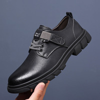 Mocassins noirs en cuir PU pour hommes, style décontracté chic, à lacets, semelles souples et antidérapantes, pour le printemps