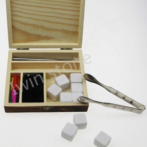 Customized Pine Wood Boxes Equipped with Clips and Straws Bar Accessories Tools Wine Chilling Stones Gifts Set - Product Image 2