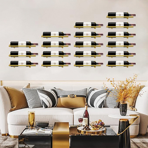 Estantes de Pared Metálicos Dorados para Botellas de <span class=keywords><strong>Vino</strong></span>, Soporte de Exhibición para Botellas de <span class=keywords><strong>Vino</strong></span>, Organizador Colgante para Botellas de Bebidas y Licores - Product Image 2