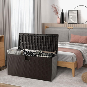 Brio - Vente flash - Boîte de rangement <span class=keywords><strong>en</strong></span> HDPE à grain de <span class=keywords><strong>bois</strong></span> robuste avec vérins à gaz - Résistante à l'eau - Écologique - Pour l'extérieur et le salon - Product Image 3