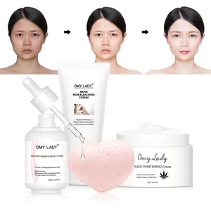 Custom logo organic vegan face and body care whitening bleaching cream black skin whitening set