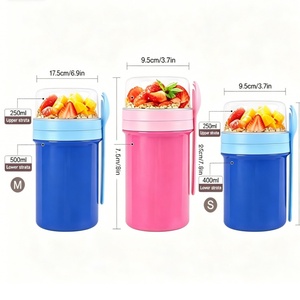 Gobelets réutilisables pour yaourt, parfait et overnight oats avec logo personnalisé, 100 % étanches avec couvercle et cuillère, lot de 4 pour <span class=keywords><strong>la</strong></span> préparation des repas, le petit-déjeuner, <span class=keywords><strong>la</strong></span> salle de sport, le déjeuner - Product Image 2