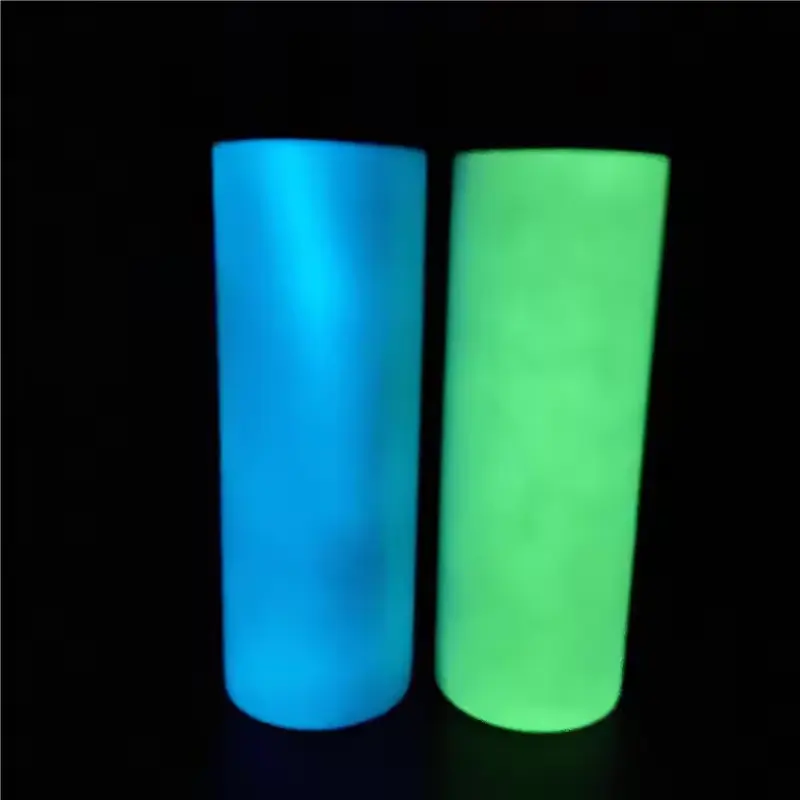 20oz Sublimation Luminous Glow In Dark Straight skinny Tumbler sublimation blanks glow tumbler double wall cups with lid&straw