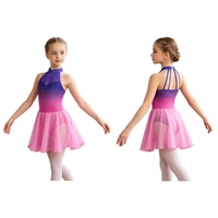Robe de danse lyrique pour filles, dégradé, dos nu, sans manches, jupe en mousseline, pour ballet, danse contemporaine, compétition, récital, personnalisable