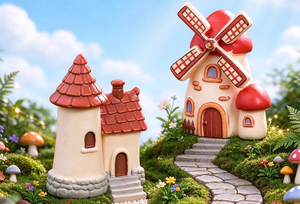 Statuetta in Resina Castello delle Fiabe, Decorazione per Torta a Tema Principessa, Casa a Forma di Fungo, Mulino Olandese, Miniatura <span class=keywords><strong>Villaggio</strong></span> Olandese - Product Image 5