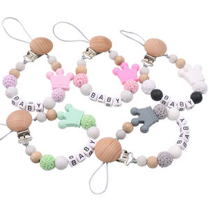 <span class=keywords><strong>Chupete</strong></span> de silicona personalizado para bebé, clip hecho <span class=keywords><strong>a</strong></span> mano, cuentas de ganchillo personalizadas, corona de silicona, soporte de cadena para <span class=keywords><strong>chupete</strong></span> - Product Image 1