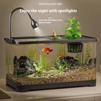 Meilleures ventes - Petit aquarium de bureau en plastique de luxe durable avec couvercle transparent, réservoir automatique écologique pour poissons rouges et tortues