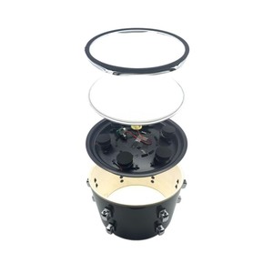 Pelle per tamburo tom professionale da 12 pollici nera con dettagli in mesh, in legno, accessori per batteria elettronica - Product Image 6