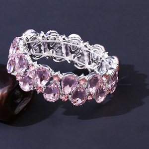 Bracciale da sposa da donna in lega con perline e cordino elastico, con strass di cristallo taglio a pera, bestseller transfrontaliero Europa-America - Product Image 3