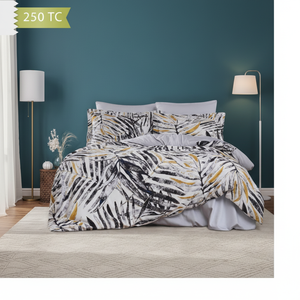 Varol 250 TC Bamboo Blend Cotton Satin Duvet Cover Set-Double Size with Plant Pattern LECCE Collection - Product Image 3