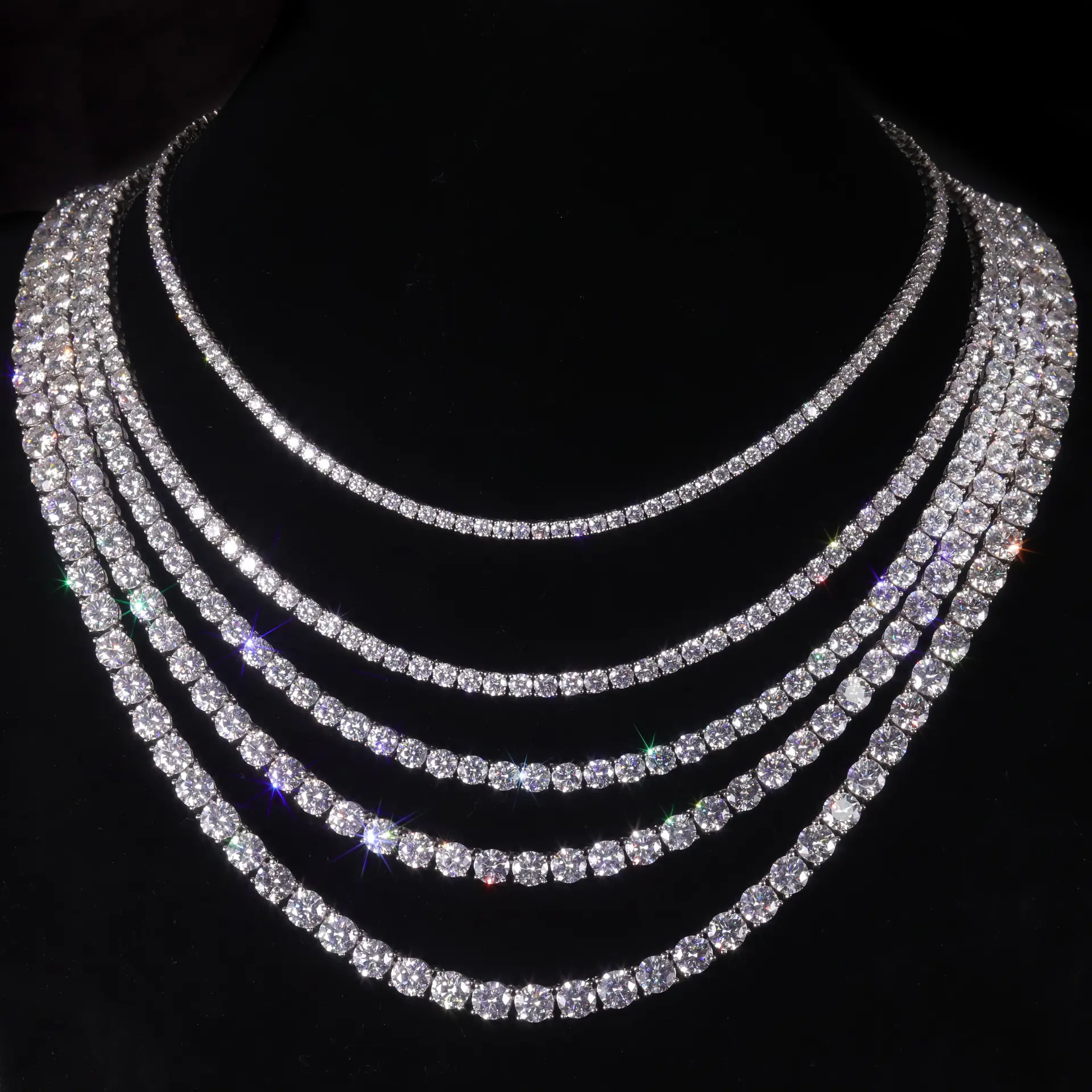 Cheap Wholesale Price Fine Jewelry 925 Sterling Silver VVS Diamond Chain 2mm--6.5mm Tennis Moissanite Necklace