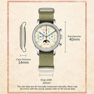 Montre originale pour homme de 1963, 40 mm, ST1908, phase de lune, mouvement à remontage manuel, chronographe mécanique, verre <span class=keywords><strong>saphir</strong></span>, cadran crème - Product Image 4