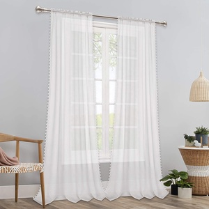 Pannelli per tende in nappa di Pom Pom in Voile bianco, tasca per asta tende semitrasparenti per camerette per bambini - Product Image 3