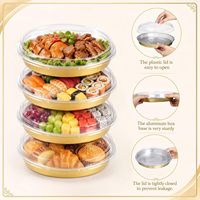 Contenants jetables Alchn ronds en plastique PP antiadhésif et aluminium, de qualité alimentaire, résistants au four, avec couvercle en aluminium et plateaux