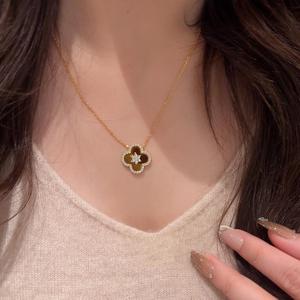 High-End Fashion Jewelry <b>Set</b> Trendy Tiger Eye Four-leaf Clover Necklace Earrings <b>Bracelet</b> Personalized - Product Image 4