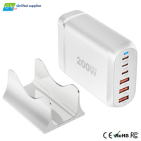 Hub de chargeur GaN PD 200W à 6 ports, station de charge rapide pour ordinateur portable, téléphone portable, appareil photo de bureau, adaptateur de chargeur écologique