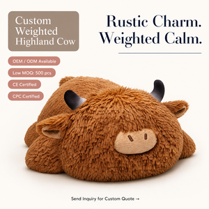 Peluche personnalisée en forme de <span class=keywords><strong>vache</strong></span> des Highlands ou d'ours, avec logo, lestée, en fausse fourrure shaggy et coton PP, pour décoration de ferme, anti-stress, cadeau sensoriel, OEM ODM - Product Image 1