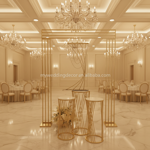 Décorations de table de mariage K55, arche dorée de 90 cm, décoration de mariage, accessoires pour dîner aux chandelles, support de fleurs en métal pour mariage - Product Image 1