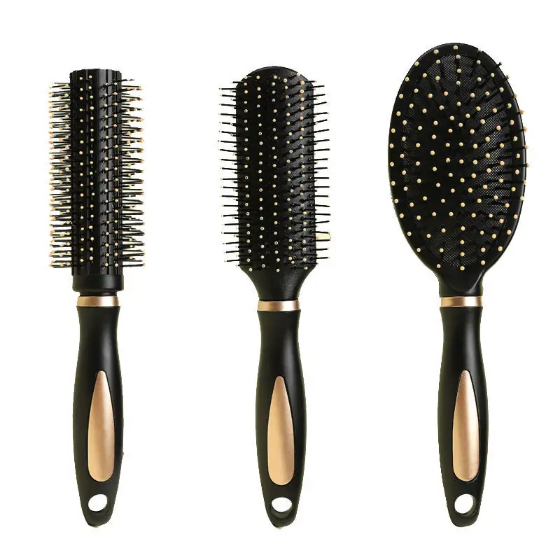 Dolaşık açıcı saç fırçası özel logo 3 adet Set detangler fırça cepillo para cabello geniş diş tarak ve sıçan kuyruk tarak kadınlar için set