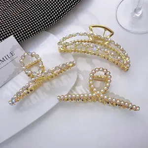 Korean Style Crystal Diamond Pearl Mermaid Hair Claws Clip Metal Fishtail Girls Fashion Jewelry Hair Accessories INS Hairgrip