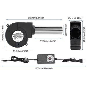 Souffleur à vitesse variable 12V DC - Ventilateur centrifuge pour poêle à bois/fourneau à huile usagée (compatible USB) - Product Image 4
