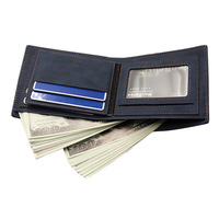 Dompet Pendek Pria Model Bifold Tipis Warna Hitam Trendy Vintage untuk Kartu Kredit, Grosir dari Guangzhou