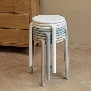 Nordic Style Thickened Plastic Stackable Stool For Home Living Room Modern Design Adult Bench Round Chair High Height Furniture - Product Image 3