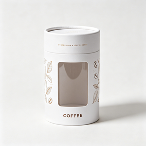 Luxury Printed Round Cylinder <b>Box</b> With <b>Clear</b> Window Custom Pack For Coffee Bean Brand Showcase And <b>Gift</b> Wrap - Product Image 6