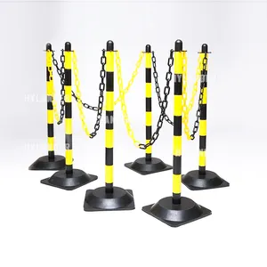 Trafik stanchions standları sarı ve siyah plastik payandaları en iyi fiyat kauçuk taban plastik bariyer