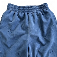 Pantalon de survêtement 3/4 personnalisé à taille élastique, vintage, 100 % coton épais, imprimé délavé à l'acide, coupe oversize ample, style capri long, pour l'été