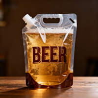 Lots en gros d'articles en vrac : Sachets souples transparents avec bec verseur de 50 ml, 100 ml, 250 ml pour jus, boissons, huile, lait, vin, eau