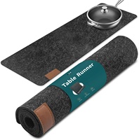 Chemin de table lavable en feutre découpé au laser de 100x30 cm avec étiquette en cuir pour table à manger