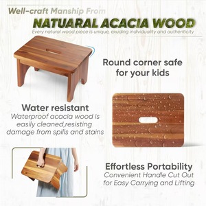 Wooden Footstool Solid Wood Portable Kitchen <b>Bathroom</b> <b>Stool</b> For Kids Potty Training And Self Care - Product Image 2