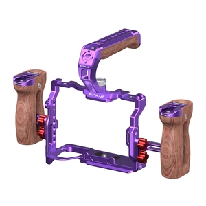 Cage de caméra en métal PULUZ violette, stabilisateur manuel pour <span class=keywords><strong>Sony</strong></span> <span class=keywords><strong>A7R5</strong></span> / A7M4 avec kit combiné de poignées - Product Image 2