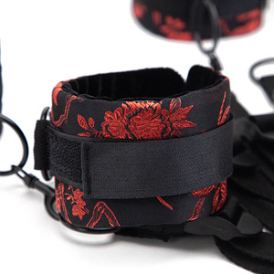 Adult Bondage Straps Flower Color Black With Metal Clips For <b>Bed</b> <b>Restraint</b> Use - Product Image 5