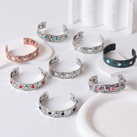 21 Estilos de Pulseras de Turquesa Natural Plateadas en Plata de Estilo Occidental para Mujer, Pulsera de Estilo Bohemio Étnico con Turquesa
