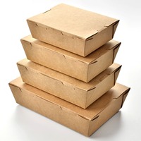 Récipient en papier kraft pour aliments, boîte à emporter, kraft alimentaire, 10 pièces