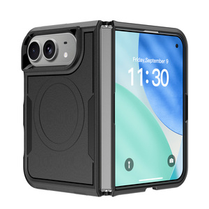 Étui de protection robuste pour iPhone <span class=keywords><strong>Duo</strong></span>, coque antichoc résistante avec protection de la charnière et anneau magnétique, noir mat - Product Image 1