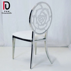 Comercial <span class=keywords><strong>rose</strong></span> flor esculpida ouro de volta de <span class=keywords><strong>metal</strong></span> cadeira de jantar do hotel - Product Image 3