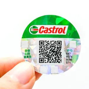 Custom Security QR Code Holographic Foil Sticker Adhesive Laser Label Authentique Hologram Sticker Water For Bottle Beverage