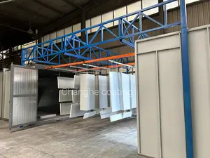 Walk-in Powder Coating Plant With Big Cyclone Powder Recovery Unit Manual Overhead Floor Track Powder Spray Line System