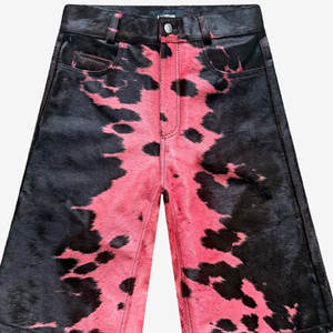 Jorts de mezclilla gruesa vintage personalizados de alta calidad con corte deshilachado, efecto desgastado, estilo cargo, transpirables, con estampado <span class=keywords><strong>animal</strong></span> de vaca, para verano - Product Image 5