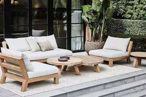 Sofá de Madera para Jardín, Patio, Terraza o Sala de Estar, Resistente a la Lluvia, de Teca, Estilo Resort, Nuevo y en Oferta - Product Image 5