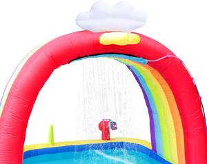 Château gonflable personnalisé de vente directe d'usine avec <span class=keywords><strong>le</strong></span> canon à eau d'escalade d'arroseur arc-en-ciel de basket-ball pour des enfants - Product Image 5