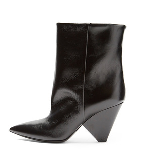 Bottines en cuir <span class=keywords><strong>noir</strong></span> pour femmes, bout pointu, talon compensé, style western, bottines habillées - Product Image 1