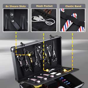 Estuche Profesional para Barberos - Estuche Portátil para Herramientas de <span class=keywords><strong>Barber</strong></span>ía, Organizador de Cortapelos con Cerraduras Combinadas - Product Image 4